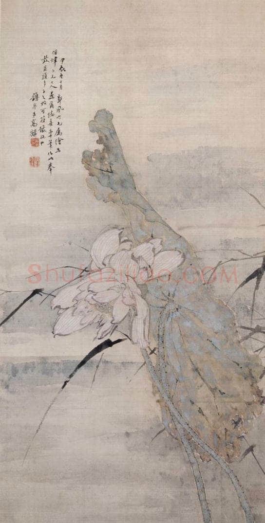 1904 高剑父 《并蒂莲花》 书画作品