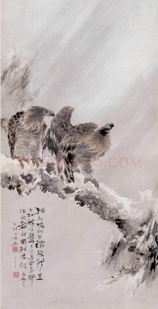 高剑父 《双鹰图》 书画作品