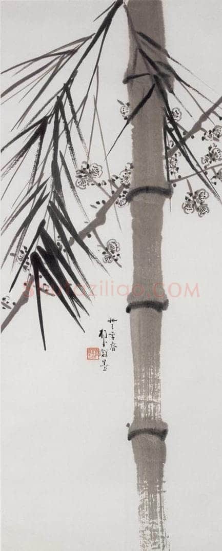 1944 陈树人 《墨梅竹》 书画作品