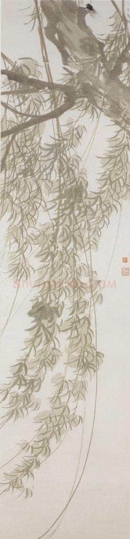  陈树人 《夏柳鸣蝉》 书画作品