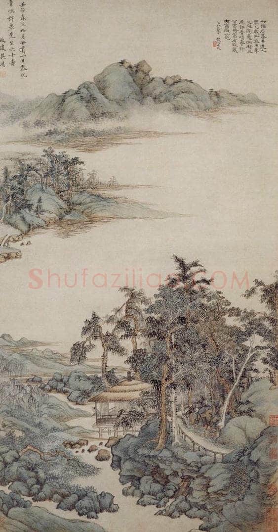 清 吴历 寿许青屿山水轴 书画作品
