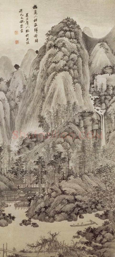 清 吴历 村庄归棹图轴 书画作品