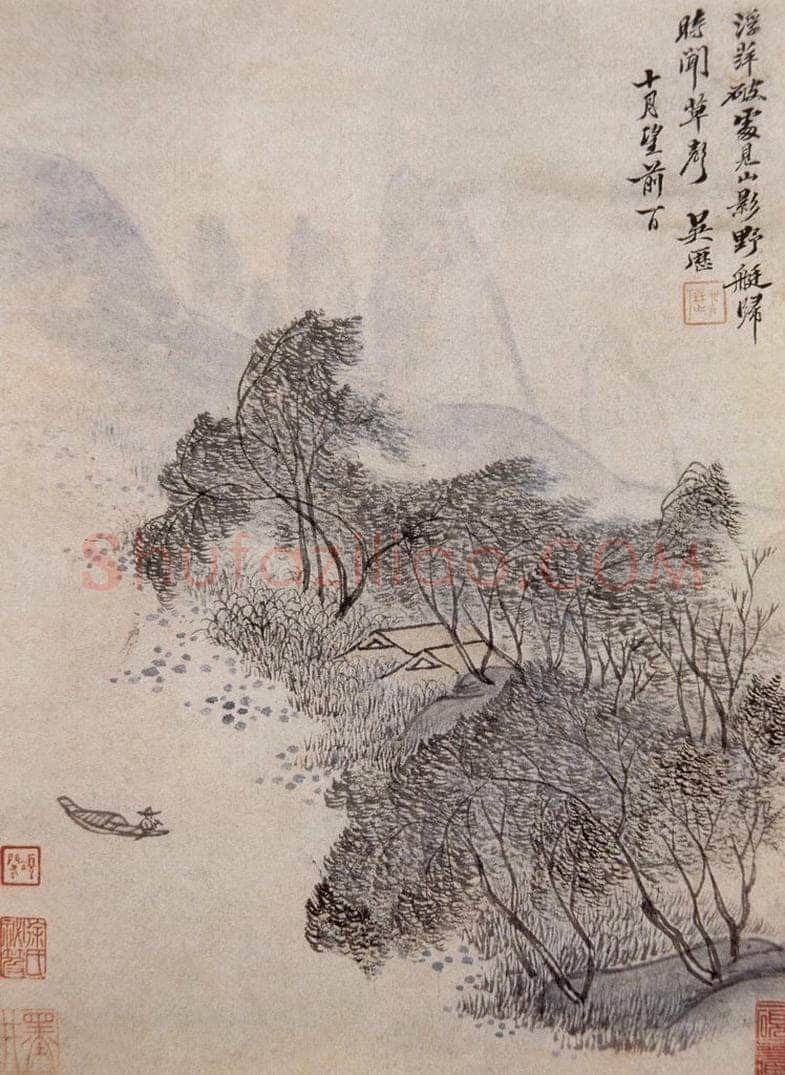 清 吴历 柳溪野艇图页 书画作品