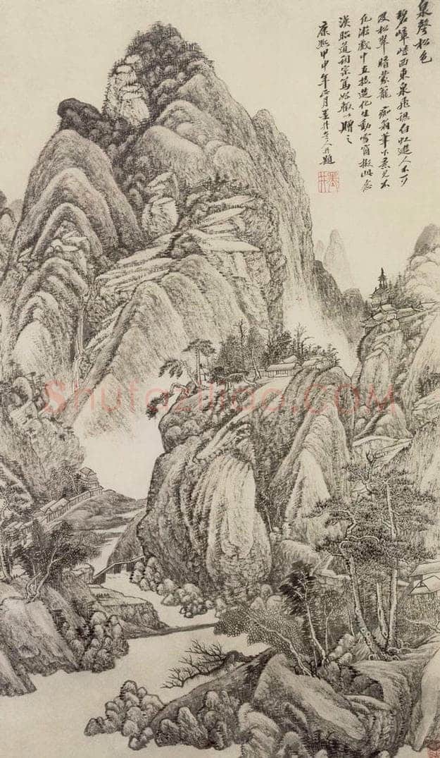 清 吴历 泉声松色图轴 书画作品