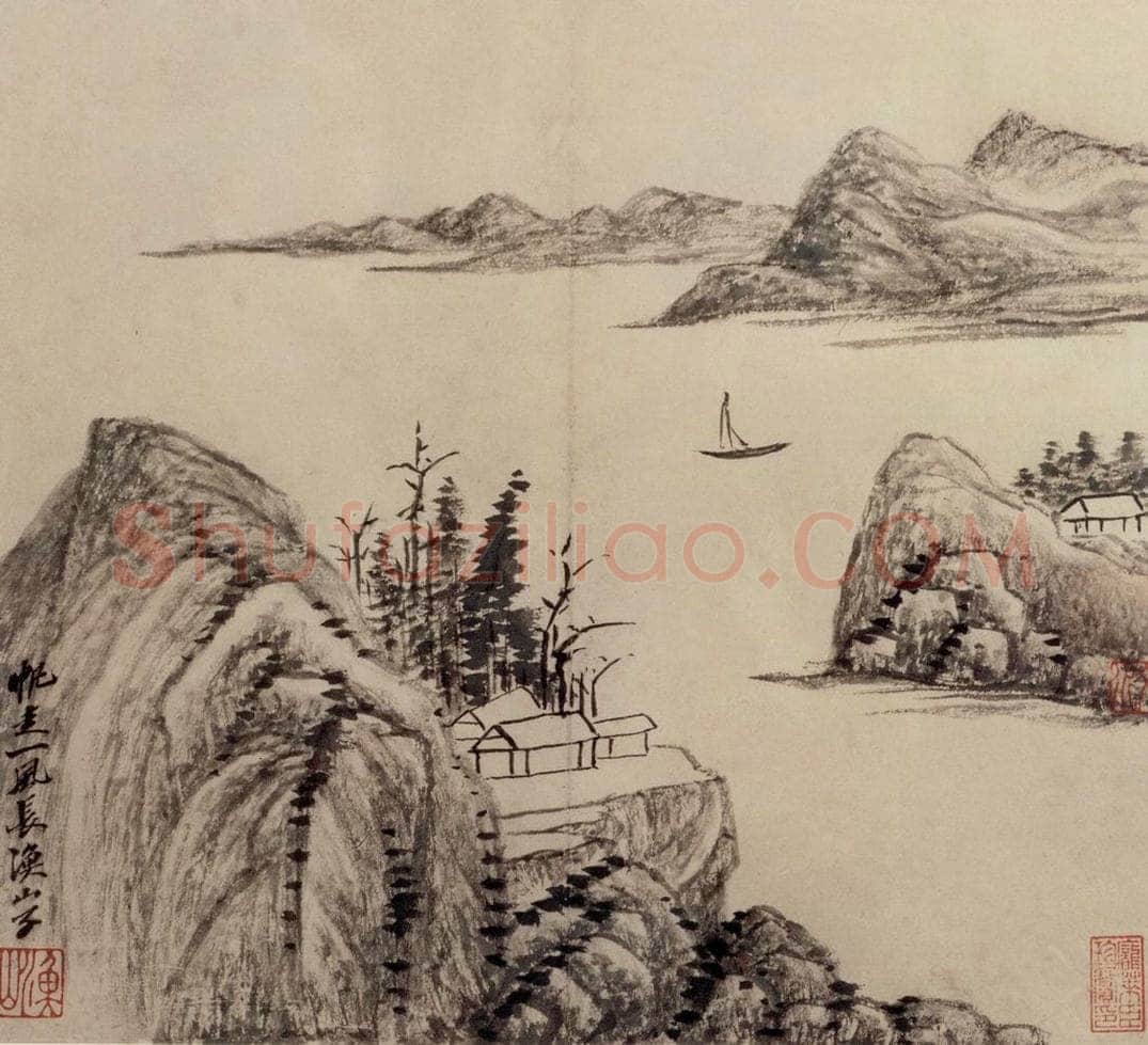 清 吴历 墨笔山水册 书画作品