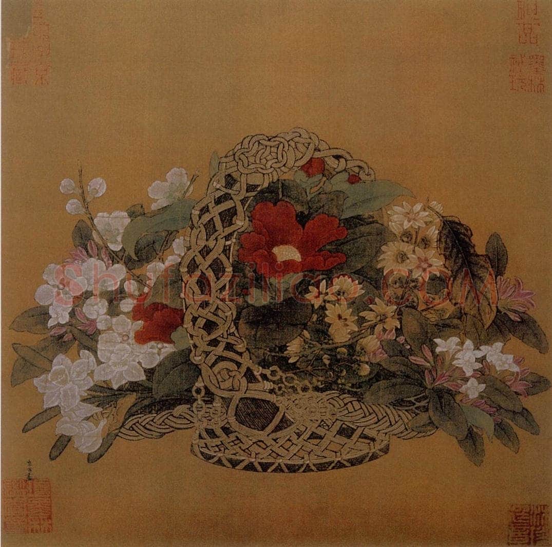 宋 李嵩 花篮图 书画作品