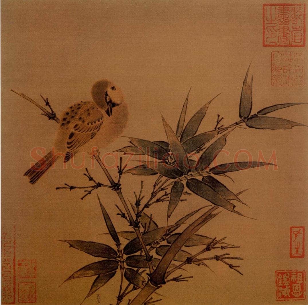 宋 吴炳 竹雀图 书画作品