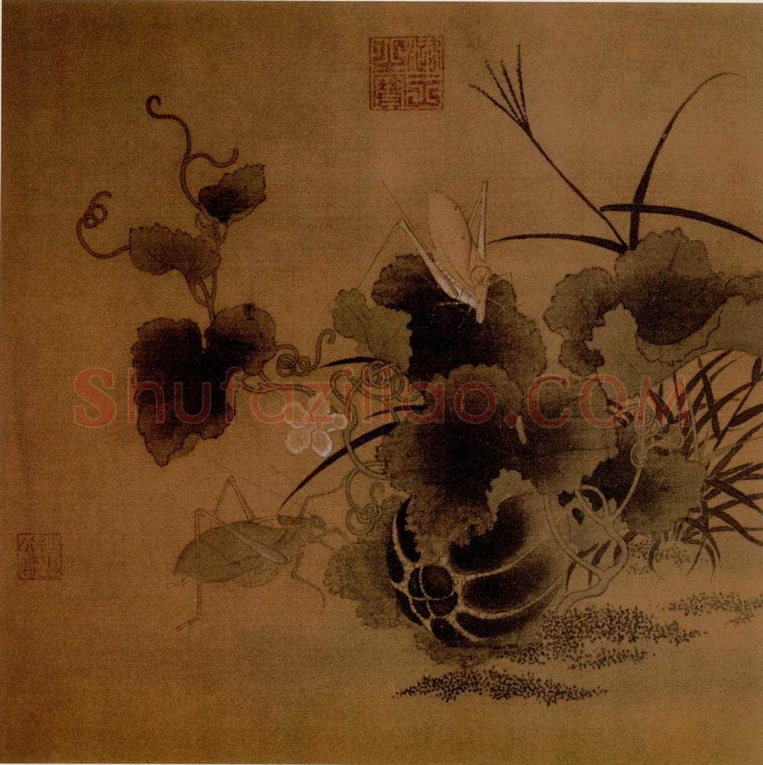 宋 伕名 螽斯绵瓞图 书画作品