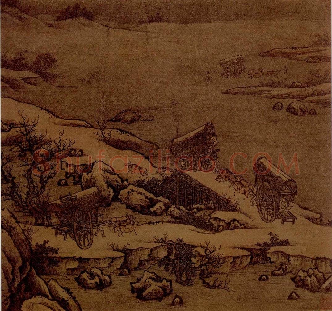 宋 伕名 雪溪行旅图 书画作品