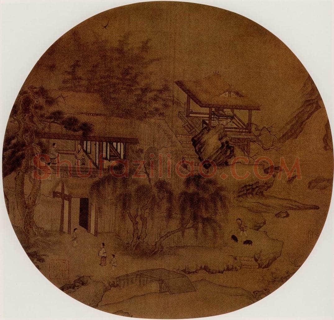 宋 何筌 草堂客话图 书画作品