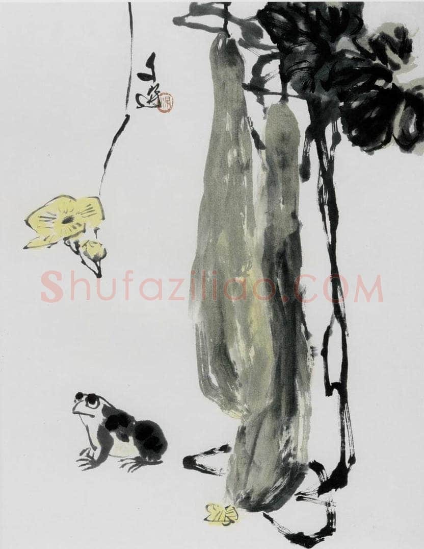 1995年 汤文选 《听蛙图》 书画作品