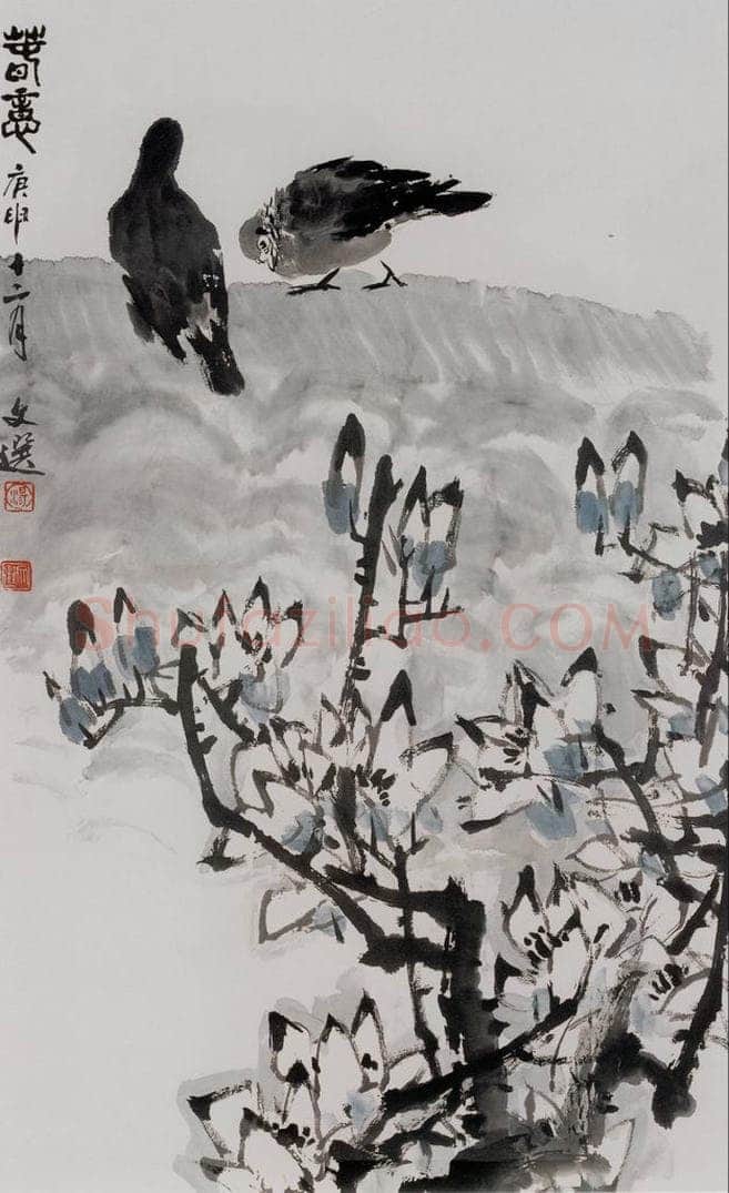 1980年 汤文选 《春意》 书画作品