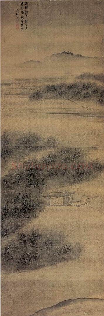 清 袁江 画舫冲烟 书画作品