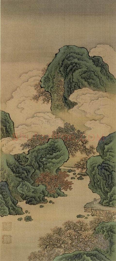 清 袁江 白云红树 书画作品