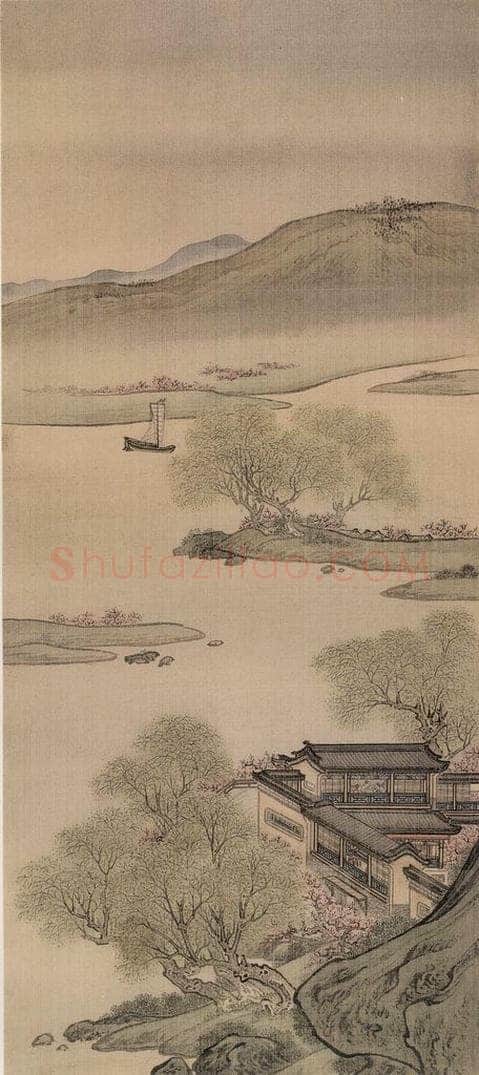 清 袁江 湖庄春晓 书画作品