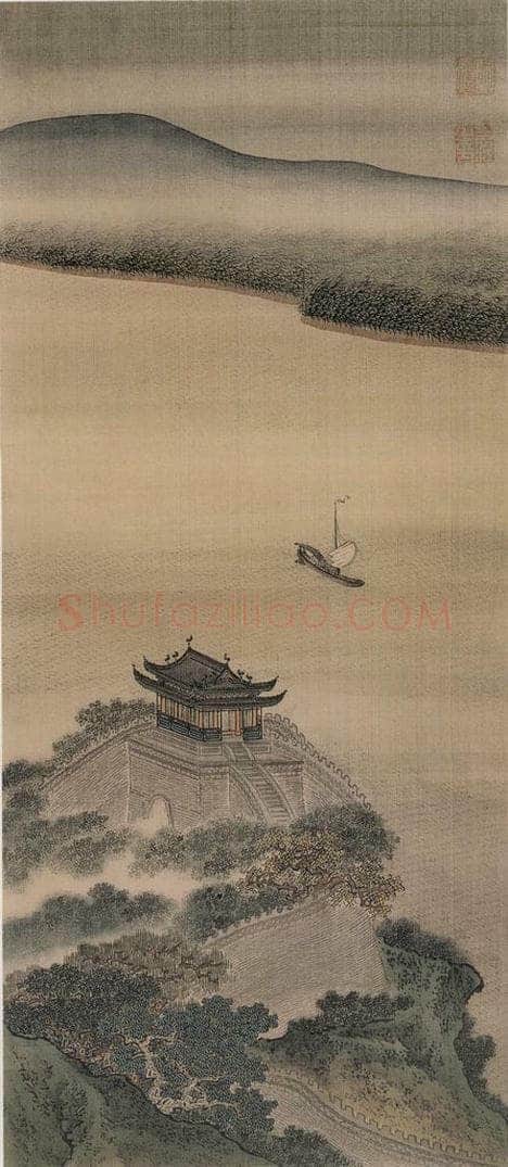 清 袁江 槛外长江 书画作品
