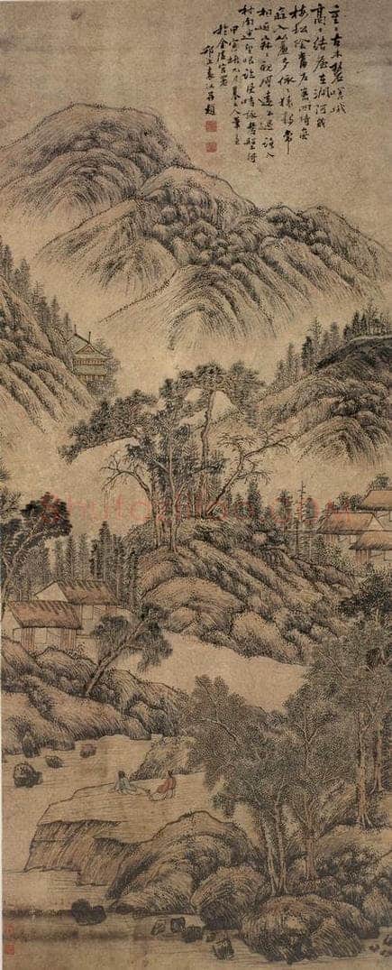 清 袁江 摹元人笔意山水 书画作品