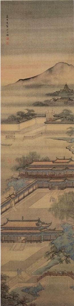 清 袁江 山水阁楼图屏 书画作品
