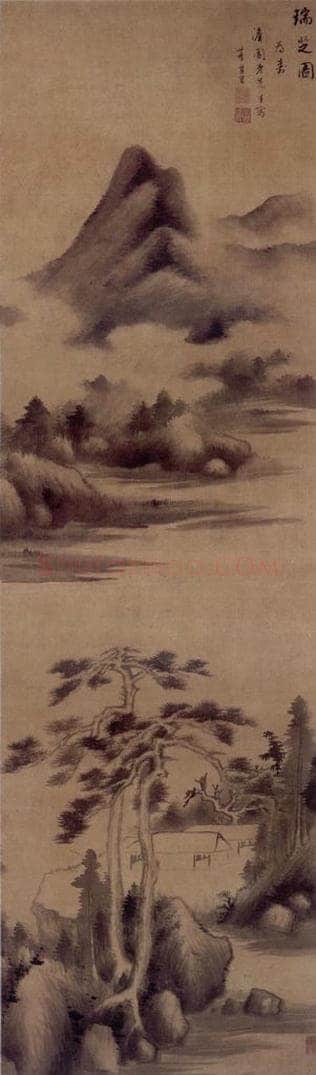 明 董其昌 《瑞芝图轴》 书画作品