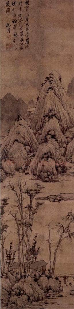 明 沈周 《山居读书画轴》 书画作品