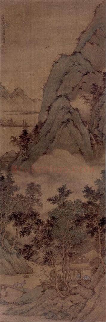 明 沈硕 《山樵归路图轴》 书画作品