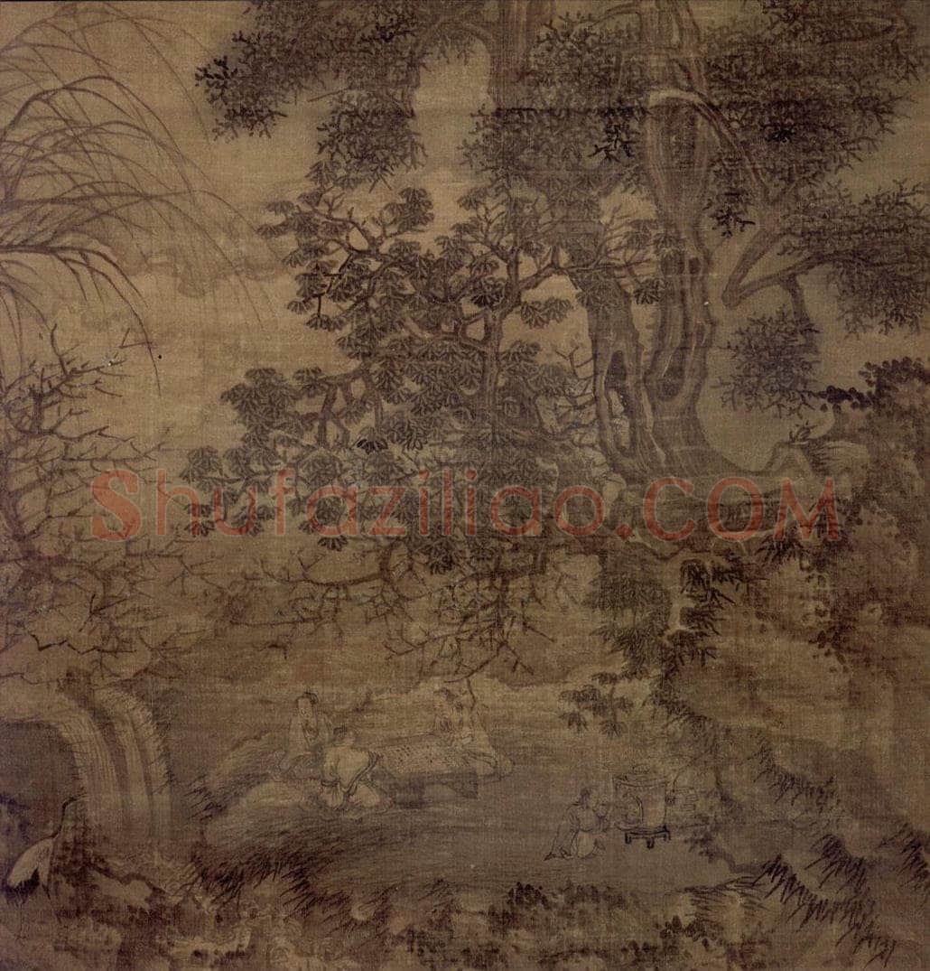 明 谢时臣 《春山对弈图轴》 书画作品