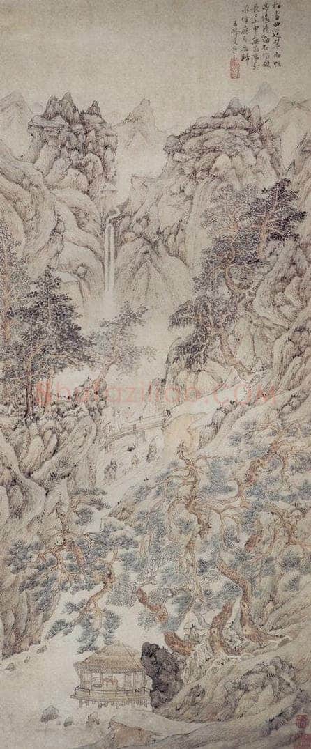明 文伯仁 《松径石矶图轴》 书画作品