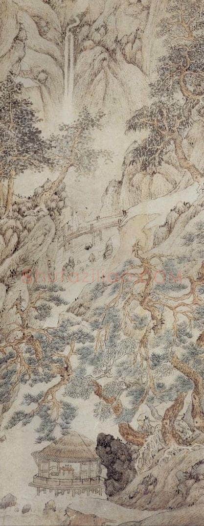 明 文伯仁 《松径石矶图轴》 书画作品