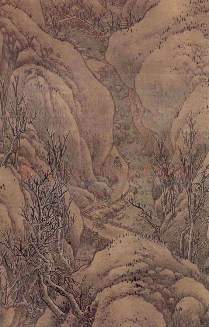 明 宋旭 《关山雪月图轴》 书画作品