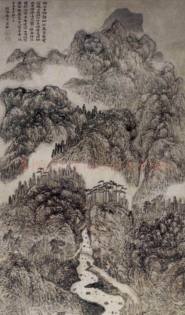 明 吴彬 《丛嶂层峦图轴》 书画作品