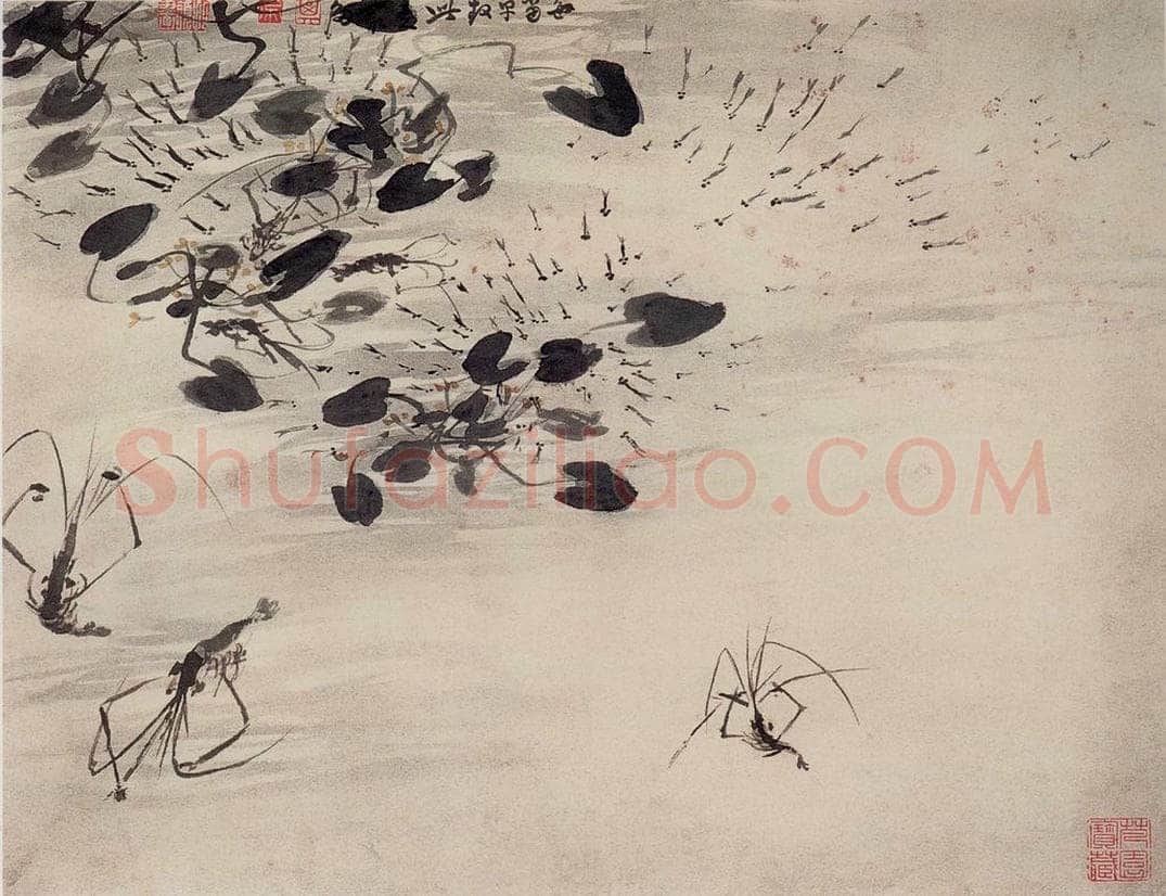 清 高其佩 《水中八事图册》 书画作品