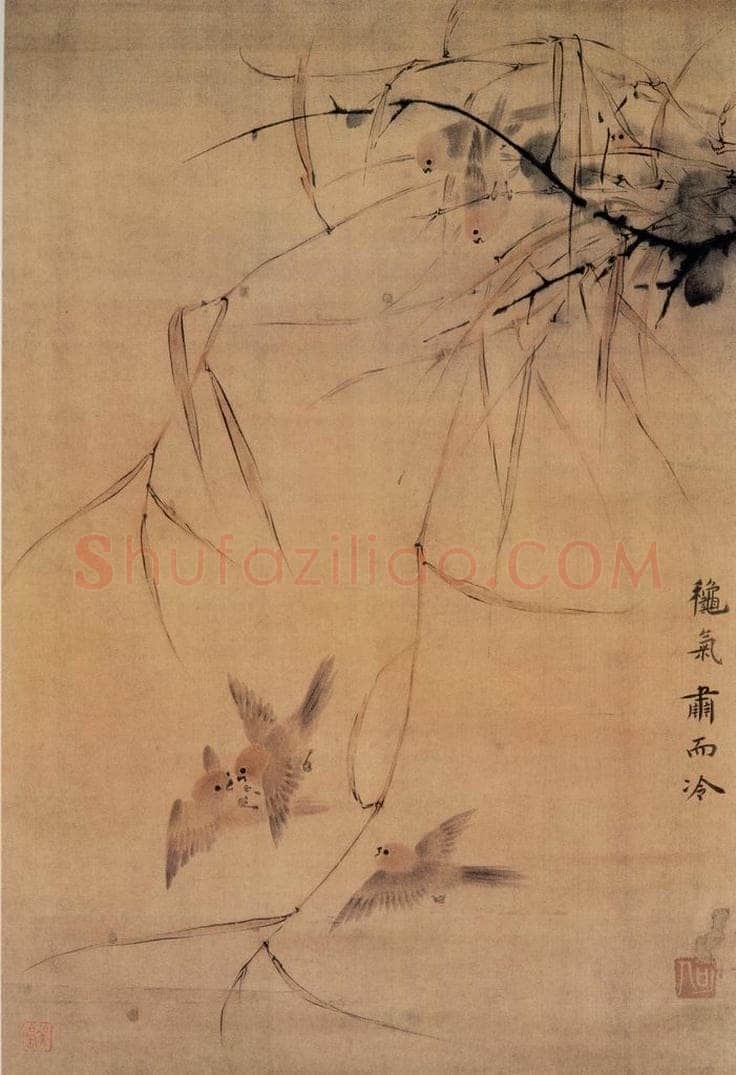 清 华碞 《花鸟屏》 书画作品