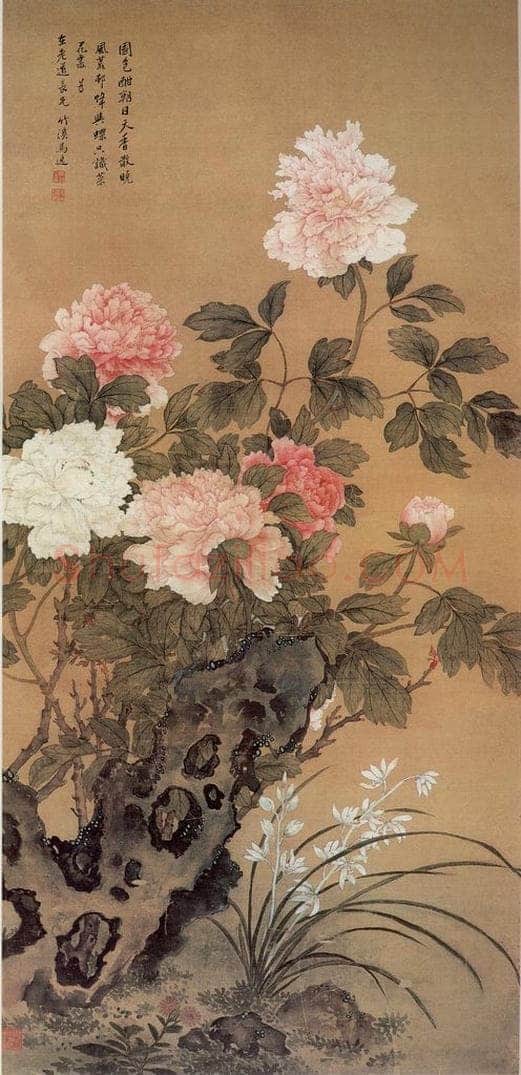 清 马逸 《国色天香图》 书画作品