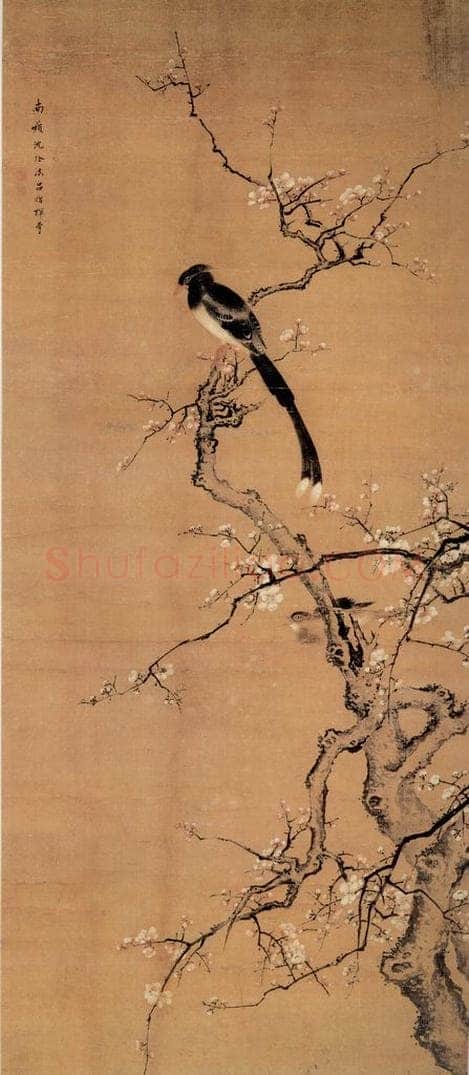 清 沈铨 《梅花绶带图》 书画作品