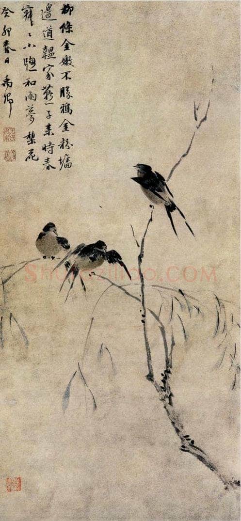 清 王文治 《柳燕图》 书画作品