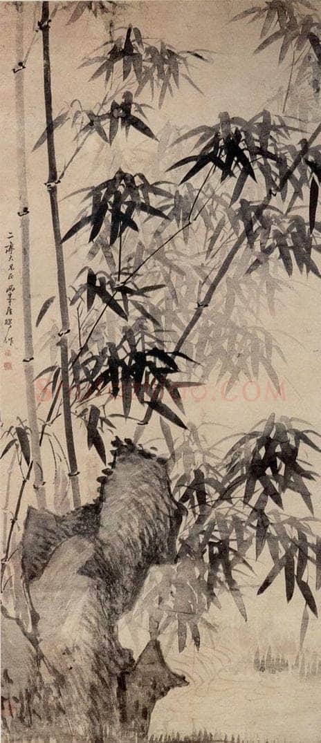 清 罗聘 《竹石图》 书画作品