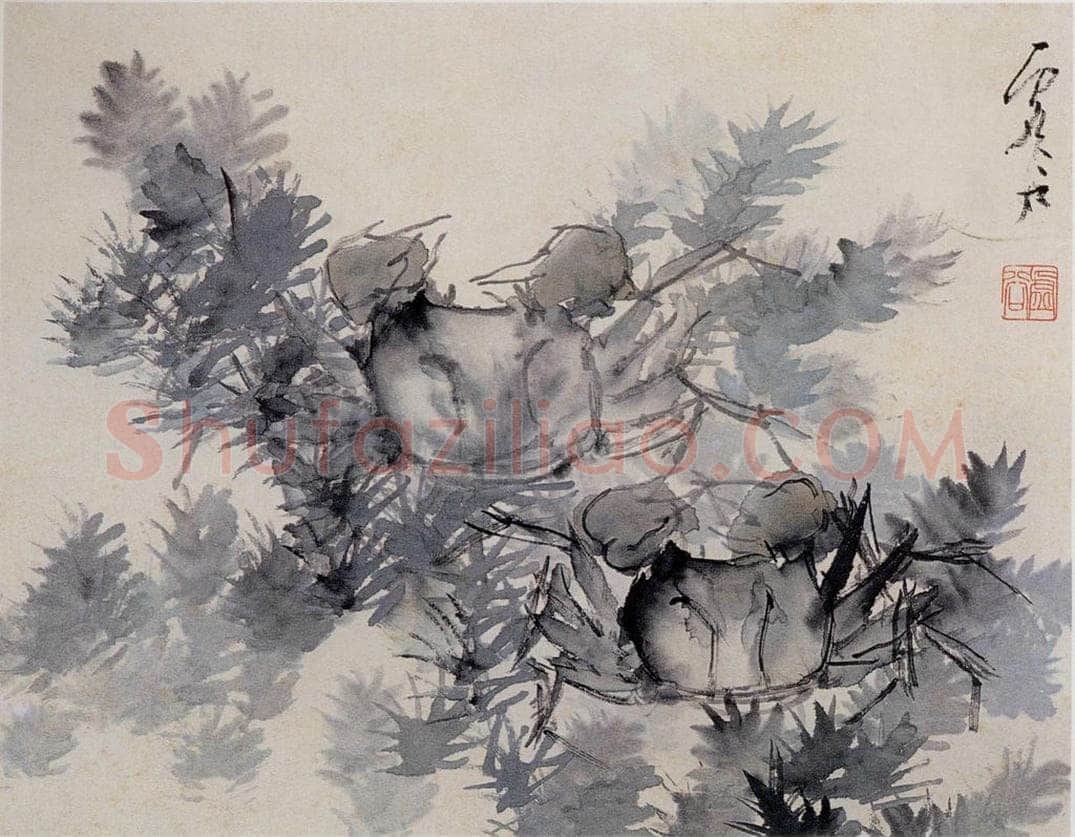 清 虚谷 《花鸟水族图册》 书画作品