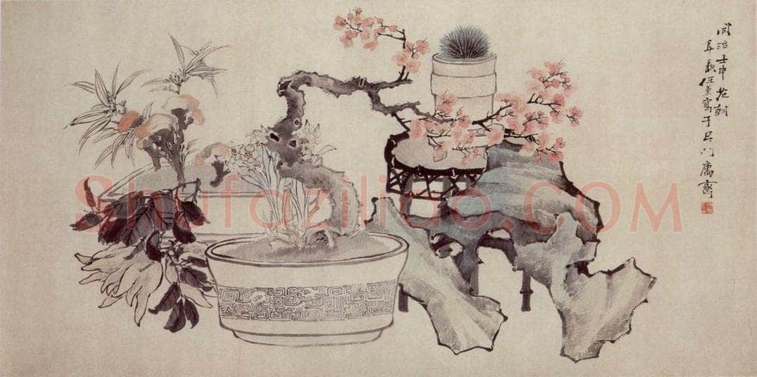 清 任薰 《岁朝图》 书画作品