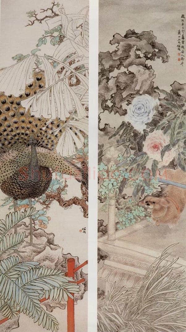 清 任预 《花鸟四条屏》 书画作品