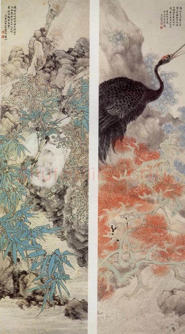 清 任预 《花鸟四条屏》 书画作品