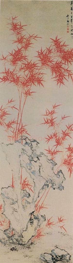明 赵龙 《丹竹碧石图》 书画作品