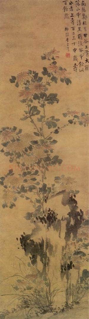 清 李方膺 《菊石图》 书画作品