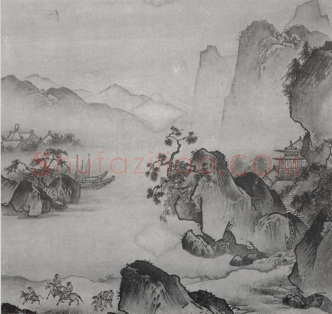 南宋 李唐 《关山行旅图》 书画作品