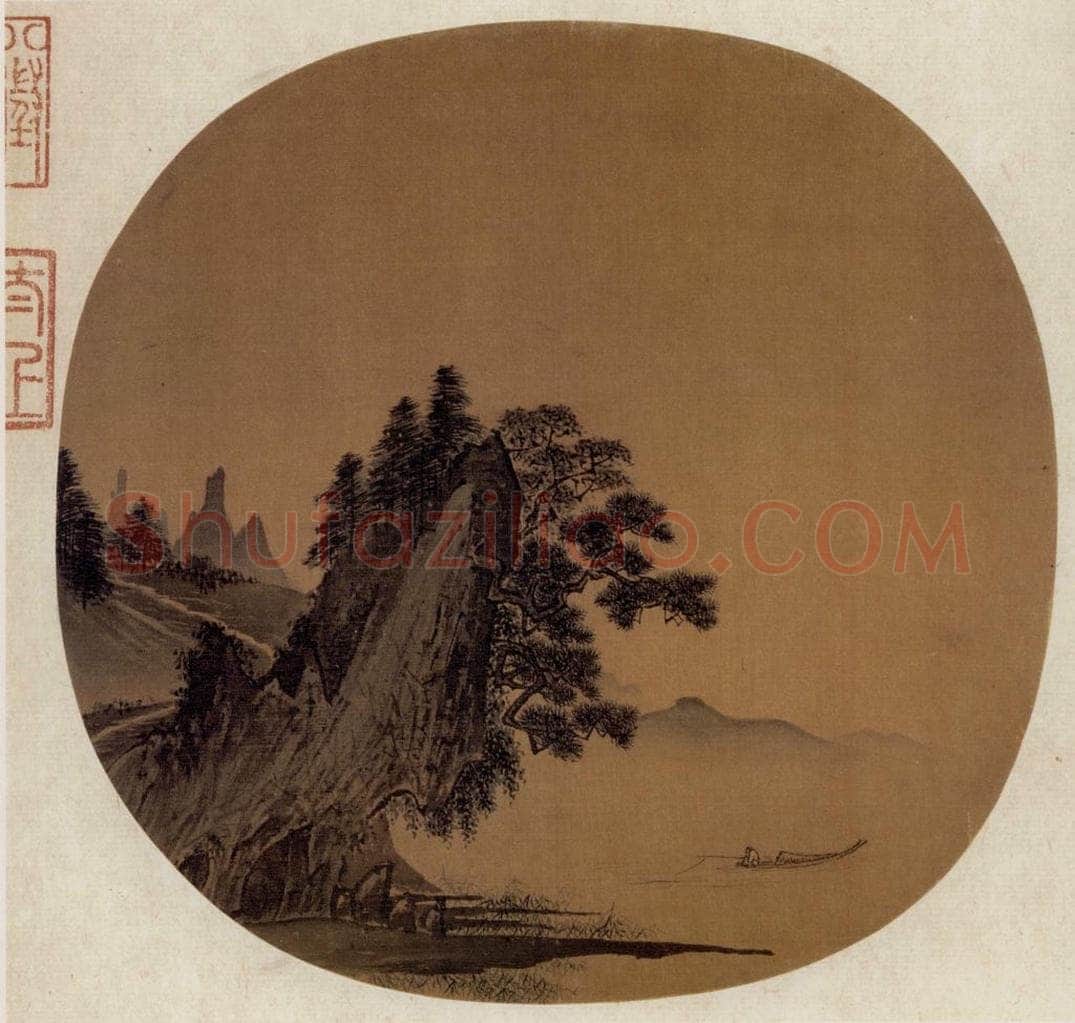 南宋 李唐 《松湖钓隐图》 书画作品