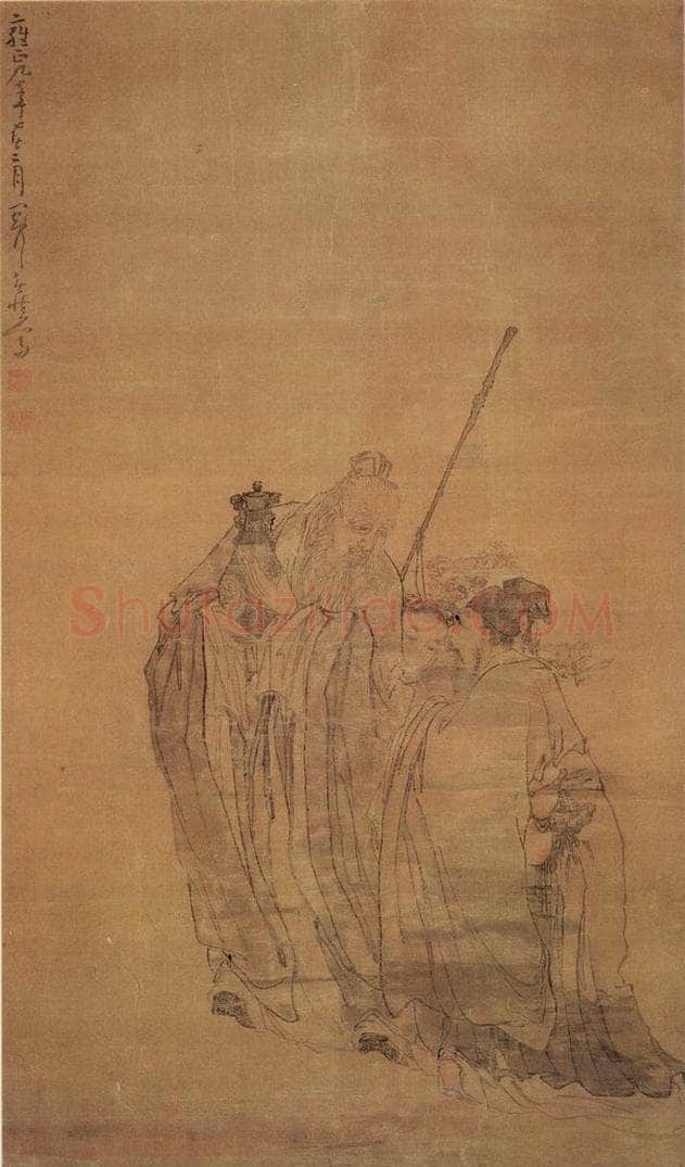 清 黄慎 二老行春图 书画作品