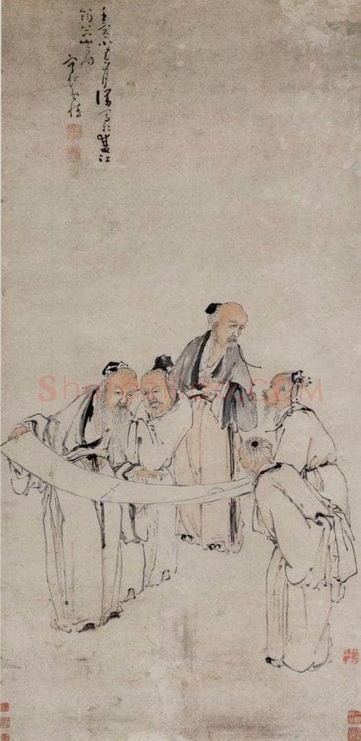 清 黄慎 五老图 书画作品