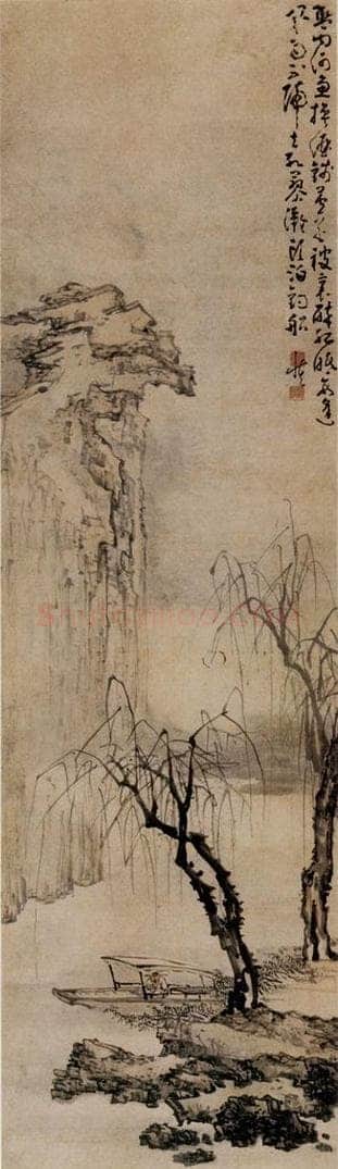 清 黄慎 蓼滩泊舟 书画作品