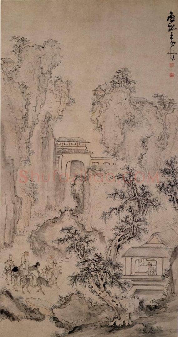 清 黄慎 携琴访友图 书画作品