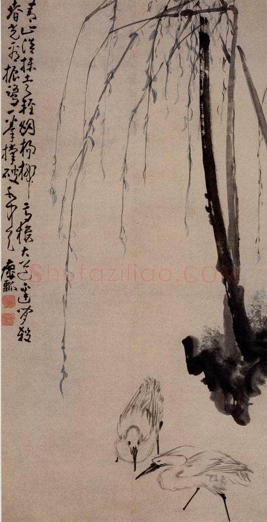 清 黄慎 柳鹭图 书画作品