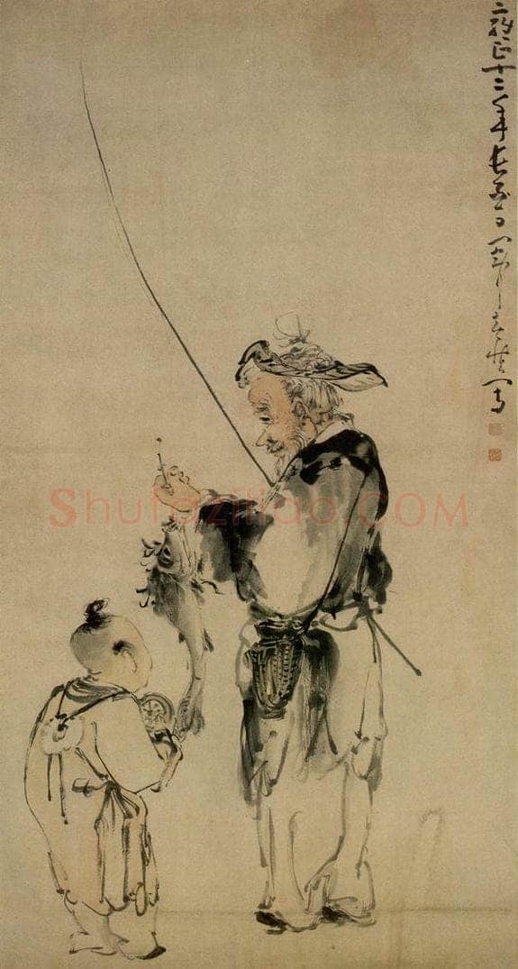 清 黄慎 渔翁得利图 书画作品